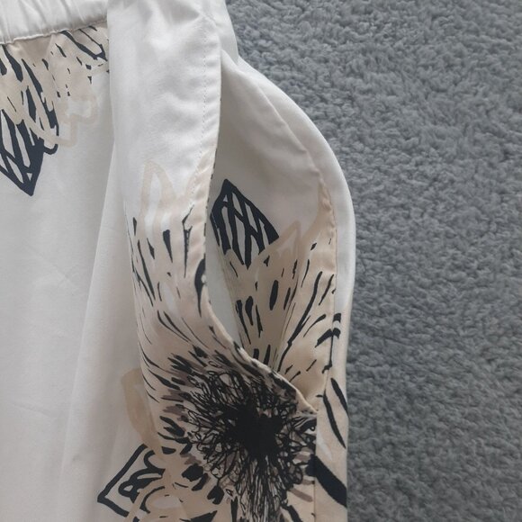 Coldwater Creek Womens White & Black Floral Skirt sz 2X Elastic Waist rockabilly - Picture 4 of 8